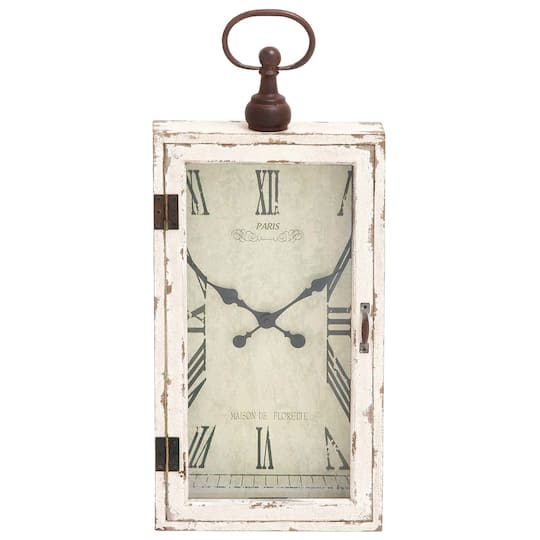 28" White Vintage Wood Wall Clock